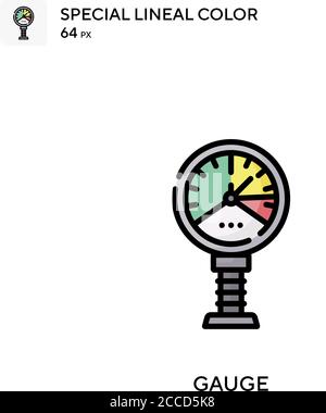 Gauge Special lineal color icon. Illustration symbol design template for web mobile UI element. Perfect color modern pictogram on editable stroke. Stock Vector