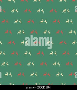 Seamless patterns with Christmas reindeers on brown background, vector ...