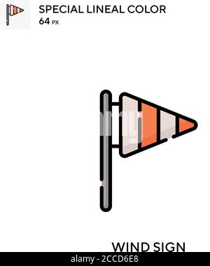 Wind sign Special lineal color icon. Illustration symbol design template for web mobile UI element. Perfect color modern pictogram on editable stroke. Stock Vector
