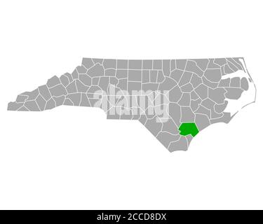 Map of Pender in North Carolina Stock Photo