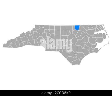 Map of Warren in North Carolina Stock Photo