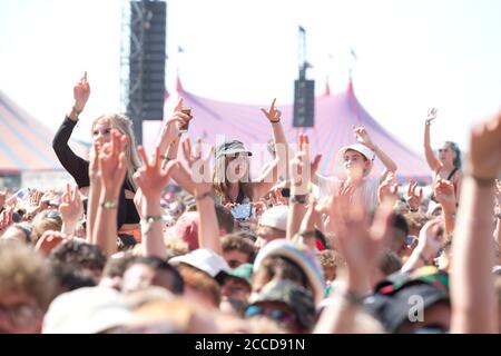 24.8.2019 Richfield Avenue Reading Berkshire UK The Hunna perform on the main stage on day two at reading festival  People in picture: Festival Crowd Stock Photo