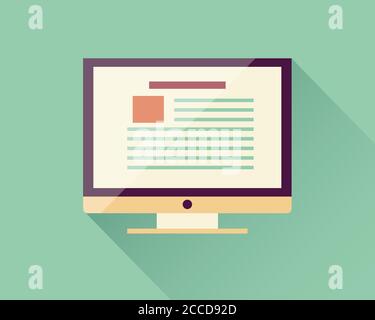 Flat icon computer, electronic device, responsive web design, infographic elements, vector illustration Stock Vector