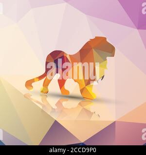 Geometric polygonal lion, pattern design, vector illustration Stock Vector