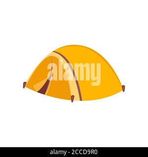 Yellow camping tourist tent in trendy flat style isolated. Stock Vector illustration. Stock Vector