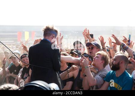 25.8.2019 Richfield Avenue Reading Berkshire UK Enter Shikari perform on the main stage on day three at reading festival Stock Photo