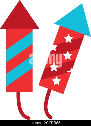 fireworks rockets flat style icons vector illustration design Stock Vector