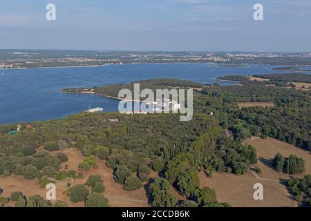 aerial photo, harbour, Brijuni Islands, Istria, Croatia Stock Photo