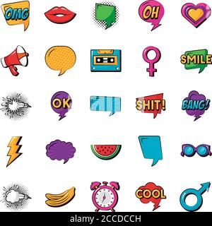 bundle of pop art set icons vector illustration design Stock Vector