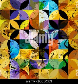 abstract geometric background pattern, retro/vintage style, with circles, strokes and splashes Stock Vector