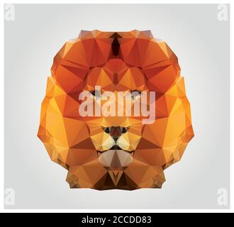 Geometric polygon lion head, triangle pattern Stock Vector