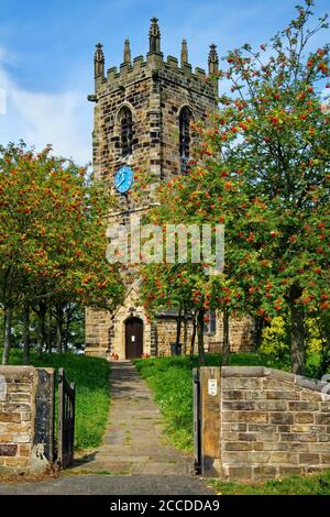 UK,West Yorkshire,Kirklees,Emley,Church of St Michael the Archangel Stock Photo