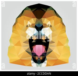 Geometric polygon lion head roaring, pattern design Stock Vector