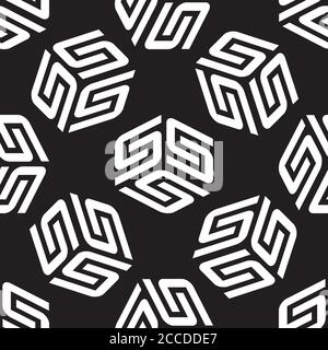 Seamless pattern with 3D letter S Stock Vector