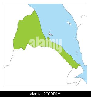 Map of Eritrea green highlighted with neighbor countries. Stock Vector