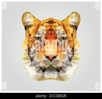 Geometric polygon tiger head, triangle pattern design, vector illustration Stock Vector