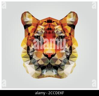 Geometric polygon tiger head, triangle pattern design, vector illustration Stock Vector