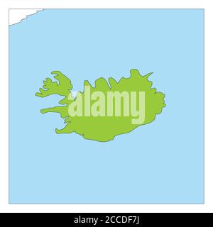 Map of Iceland green highlighted with neighbor countries. Stock Vector