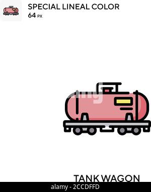Tank wagon Special lineal color icon. Illustration symbol design template for web mobile UI element. Perfect color modern pictogram on editable stroke Stock Vector