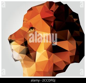 Geometric polygon lion head, triangle pattern Stock Vector