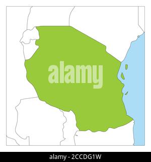 Africa With Highlighted Tanzania Map Vector Illustration Stock Vector Map Of Tanzania Green Highlighted With Neighbor Countries 2ccdg1w