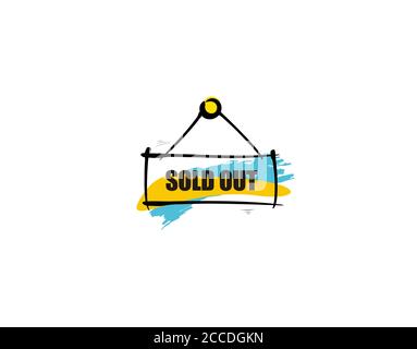 Sold Out Signboard Flat on white background in vector illustration Stock Vector