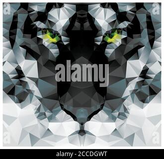 Geometric polygon white tiger head, triangle pattern design, vector illustration Stock Vector