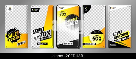 Social media advertisement - sale templates - vector illustration, 16:9 proportions Stock Vector