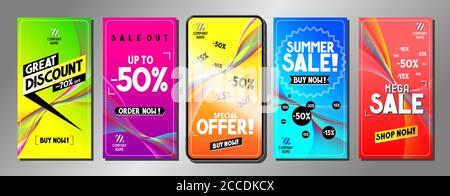 Social media advertisement - sale templates - vector illustration, 16:9 proportions Stock Vector