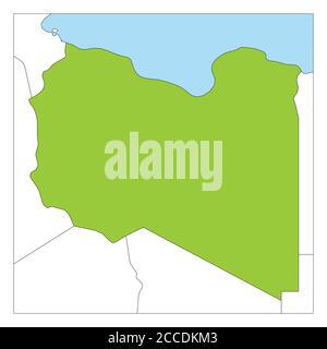 Map of Libya green highlighted with neighbor countries. Stock Vector