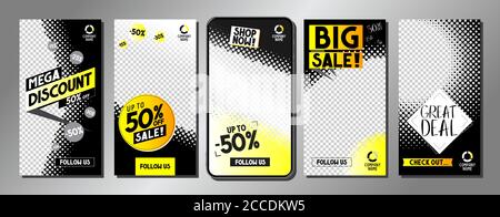Social media advertisement - sale templates - vector illustration, 16:9 proportions Stock Vector