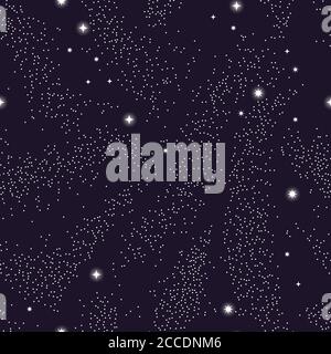 Universe with planets and stars seamless pattern, cosmos starry night sky, vector illustration Stock Vector