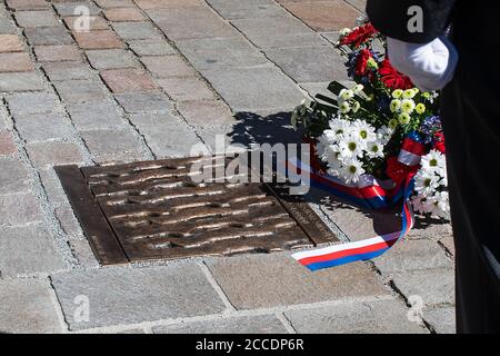 Pilsen, Czech Republic. 21st Aug, 2020. Memorial of Warsaw Pact invasion in August 68 was unveiled in Pilsen, Czech Republic, on Friday, August 21, 2020. Credit: Miroslav Chaloupka/CTK Photo/Alamy Live News Stock Photo