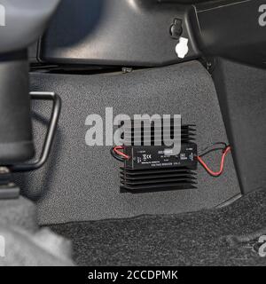 DC/DC converter mounted in a car or mobilehome ready for use Stock Photo