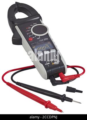 Digital clamp-meter, cut out on white background Stock Photo