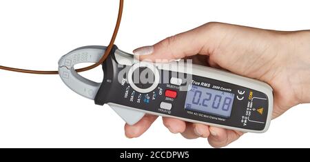Digital Clamp Meter handhold, cut out on white background Stock Photo