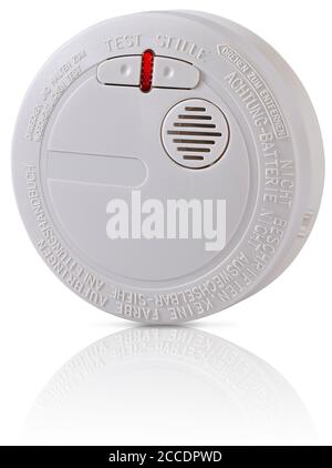 Productshot with reflection, of smoke detector on a table Stock Photo