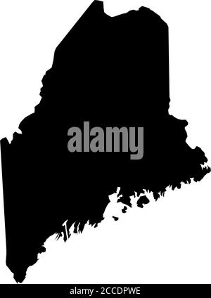 Maine, state of USA - solid black outline map of country area. Simple ...