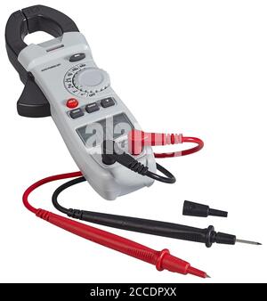 Digital clamp-meter, cut out on white background Stock Photo