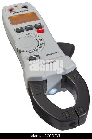 Digital clamp-meter, cut out on white background Stock Photo