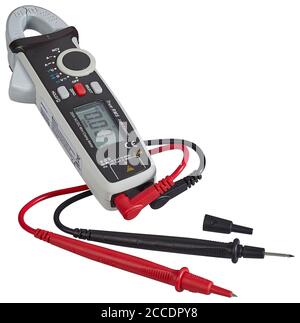 Digital clamp-meter, cut out on white background Stock Photo