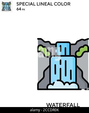 Waterfall Special lineal color icon. Illustration symbol design template for web mobile UI element. Perfect color modern pictogram on editable stroke. Stock Vector