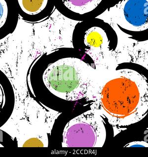 seamless background pattern, with circles, paint strokes and splashes Stock Vector