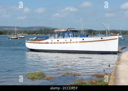 Boats moored at Dell Quay, Chichester Harbour, West Sussex, UK Stock Photo