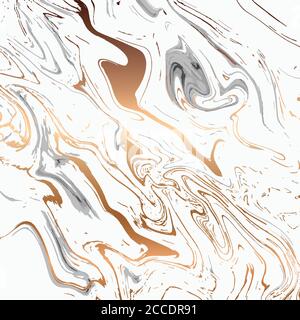 Liquid marble texture design, colorful marbling surface, black and white with gold, vibrant abstract paint design, vector illustration Stock Vector