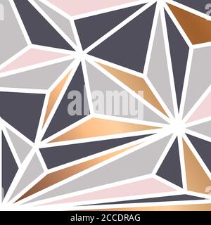 Geometric background with colorful triangles and golden elements, modern luxurious background, vector illustration Stock Vector