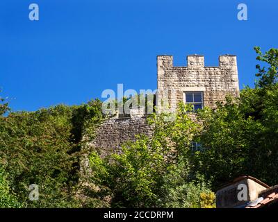 The House in the Rock or Fort Montague cut into the cliff from Abbey Road in Knaresborough North Yorkshire England Stock Photo