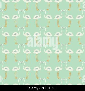 Flamingo seamless pattern on mint background, vector illustration Stock Vector