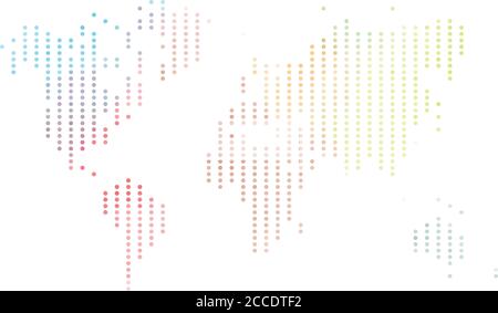 Dotted map of World. Colorful halftone design. Simple flat vector illustration. Stock Vector