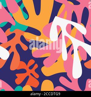 Matisse inspired shapes seamless pattern, colorful design, vector illustration Stock Vector